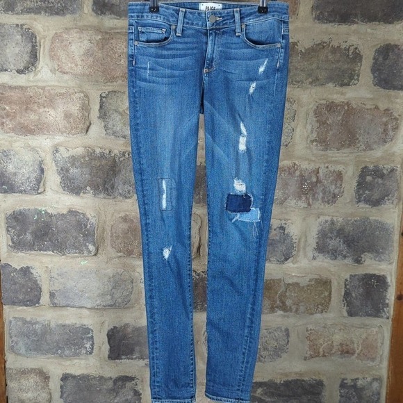 PAIGE Blue Jeans Verdugo Ultra Skinny Dazeley Destructive Denim Woman's Size 28 - Picture 1 of 13